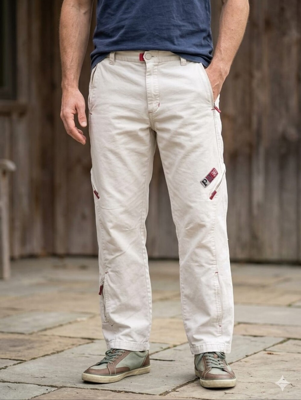 U.S. Polo Assn. Vintage Cargo Pants 100% Cotton Cream Beige 33x32